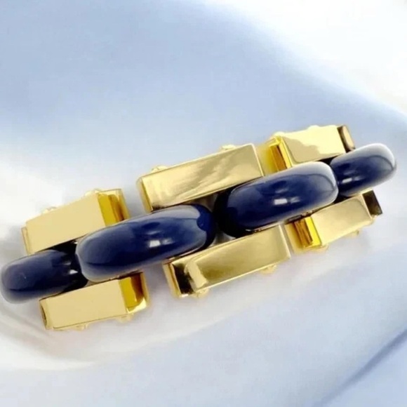 TORY BURCH navy and gold chunky bracelet. NWT - Picture 15 of 15
